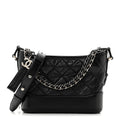 Aged Calfskin Quilted Small Gabrielle Hobo Black