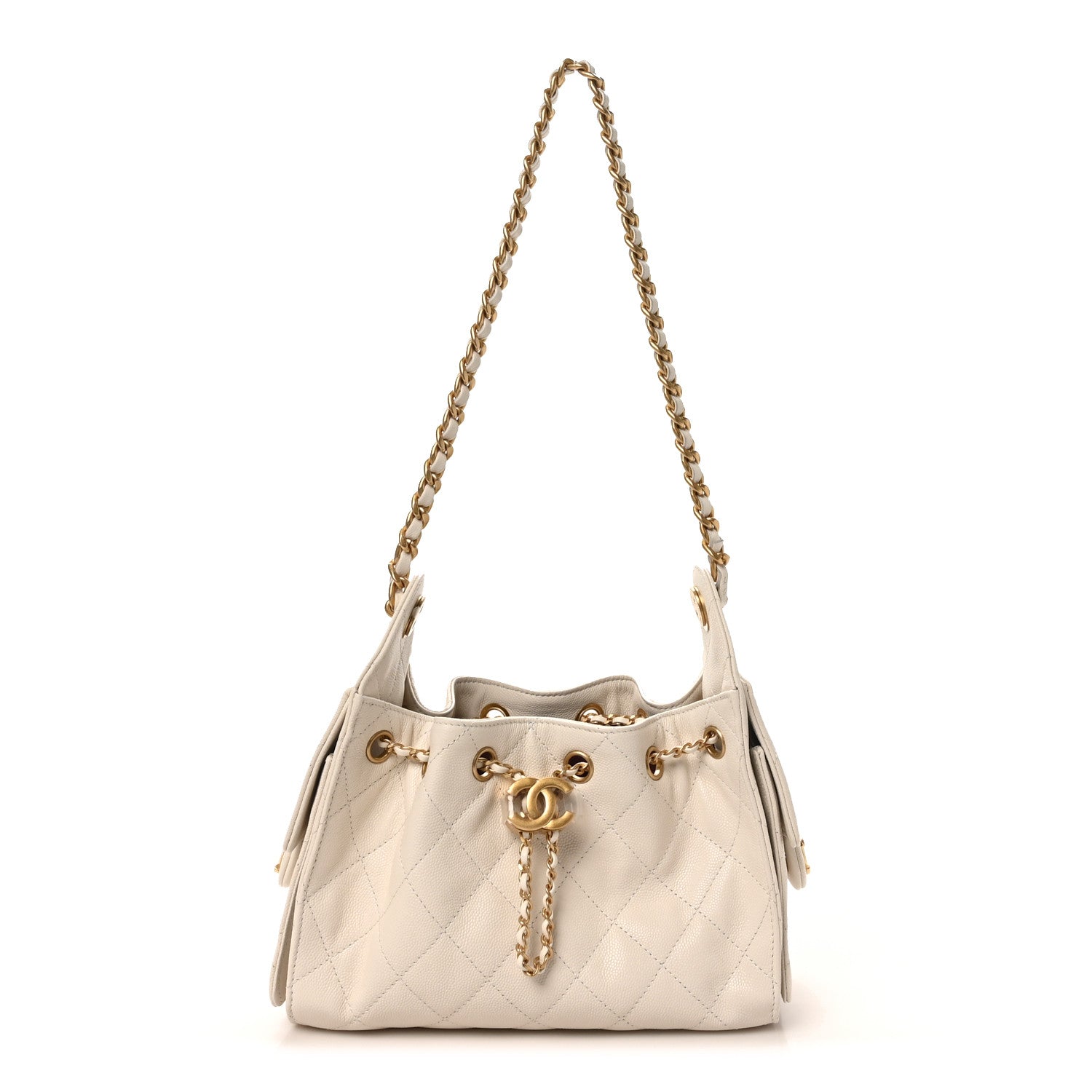 Caviar Quilted Mini Chanel 25 Handbag White