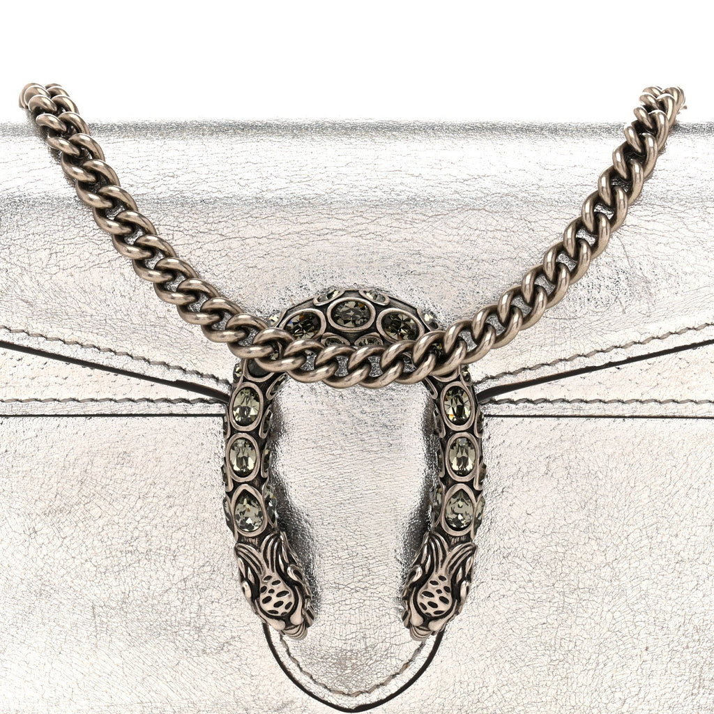 Metallic Calfskin Super Mini Dionysus Shoulder Bag Silver