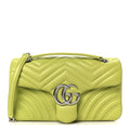 Calfskin Matelasse Medium GG Marmont Shoulder Bag Bright Green