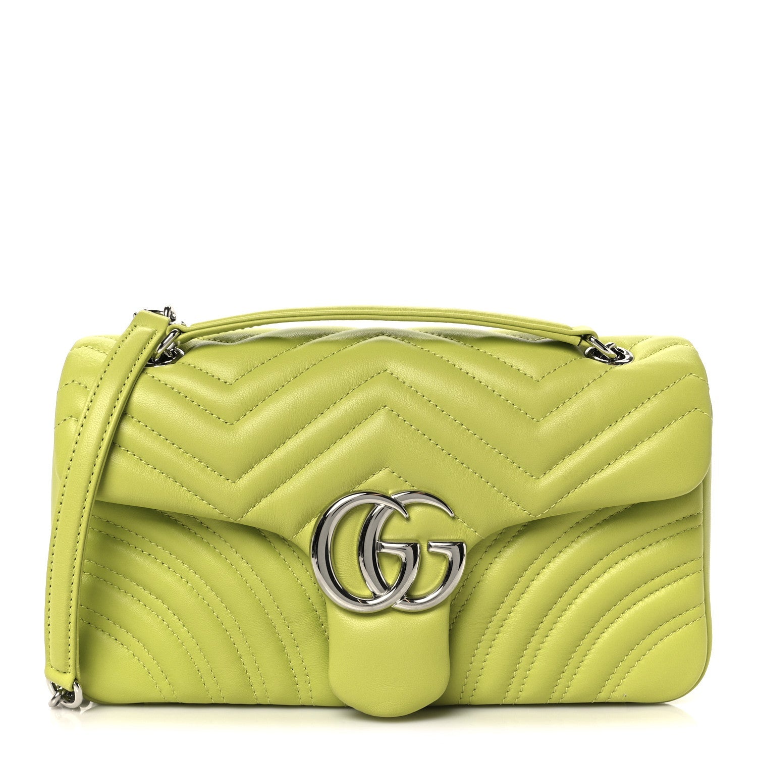 Calfskin Matelasse Medium GG Marmont Shoulder Bag Bright Green