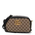 Monogram Matelasse Diagonal Small GG Marmont Chain Shoulder Bag Beige Black