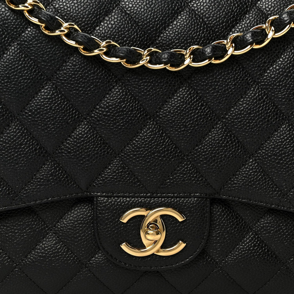 Caviar Quilted Maxi Double Flap Black