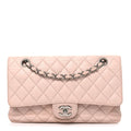 Caviar Quilted Medium Double Flap Light Pink