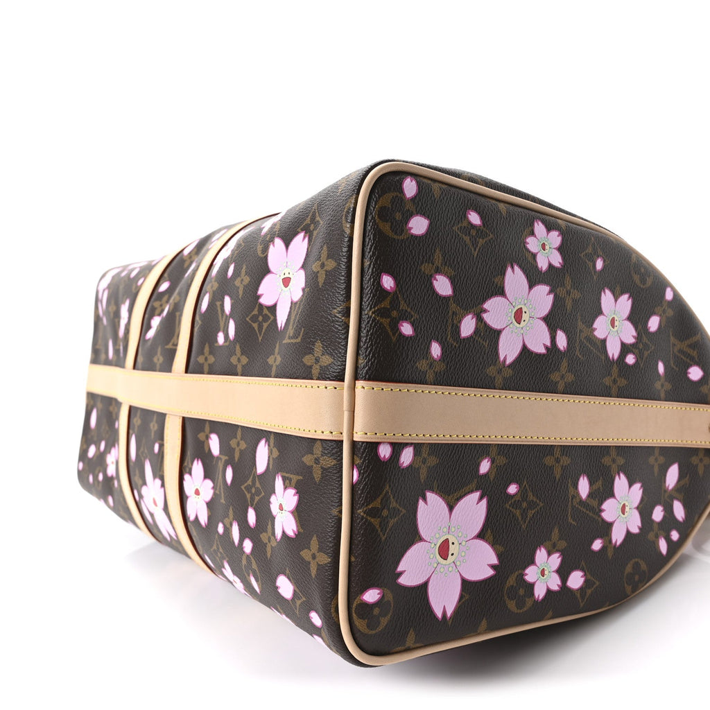 LV X TM Monogram Cherry Blossom Keepall Bandouliere 45 Sakura Brown