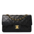 Lambskin Quilted Small Double Flap Black