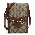 GG Supreme Monogram Mini Horsebit 1955 Crossbody Bag Beige Brown Sugar