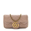 Calfskin Matelasse Super Mini GG Marmont Shoulder Bag Porcelain Rose