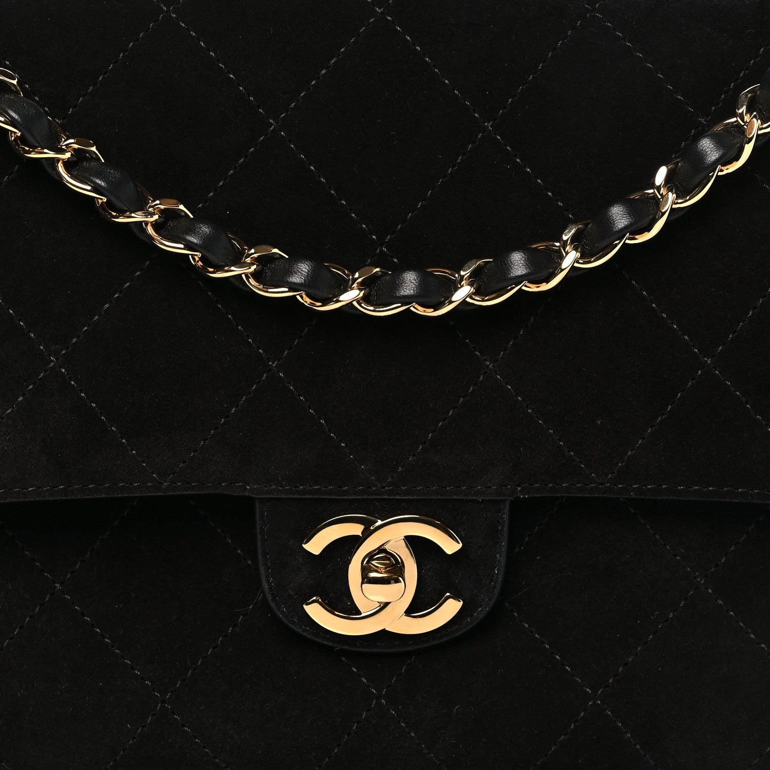 Suede Calfskin Small Souplissimo Maxi Flap Black