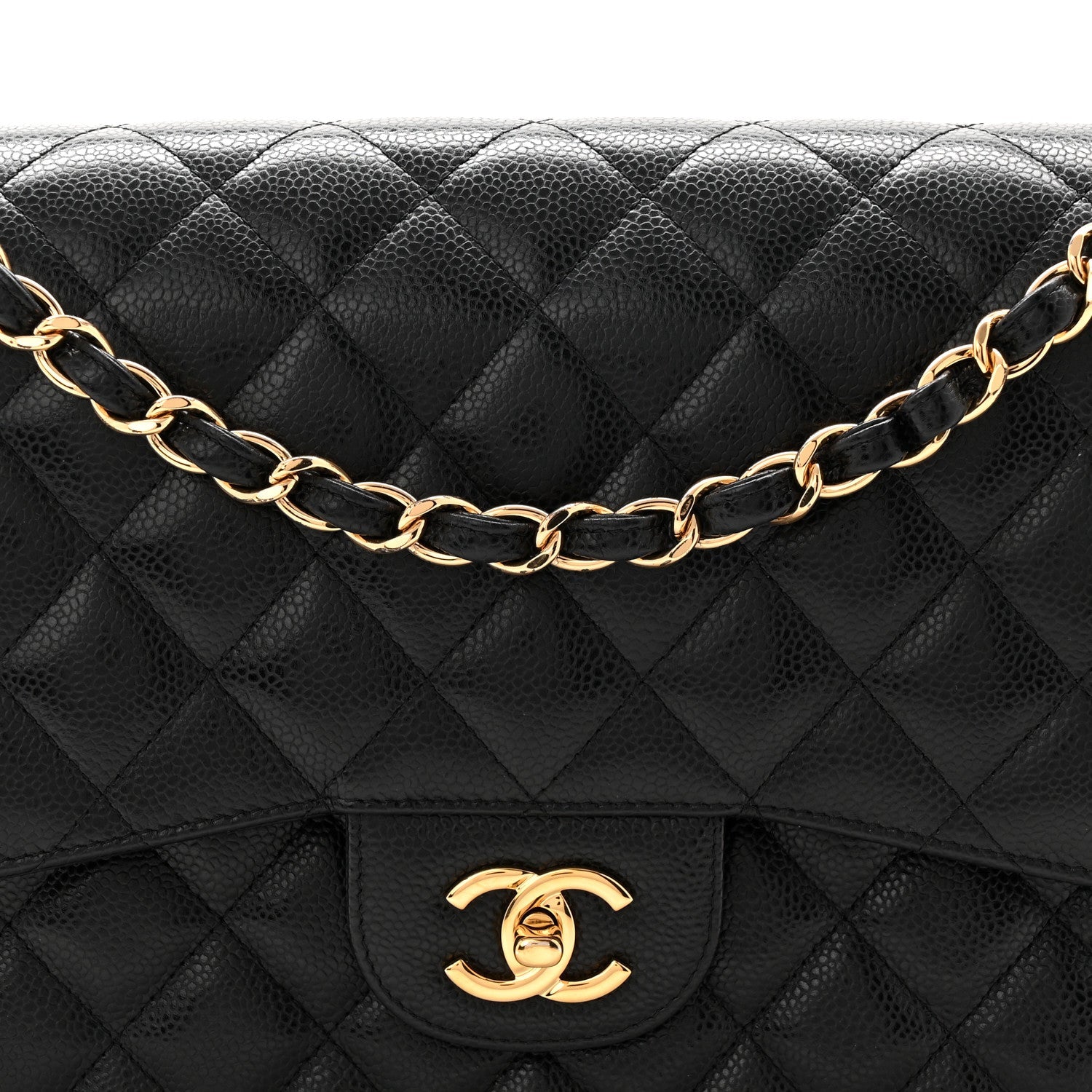 Caviar Quilted Jumbo Double Flap Black