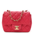 Lambskin Quilted Mini Square Flap Dark Pink