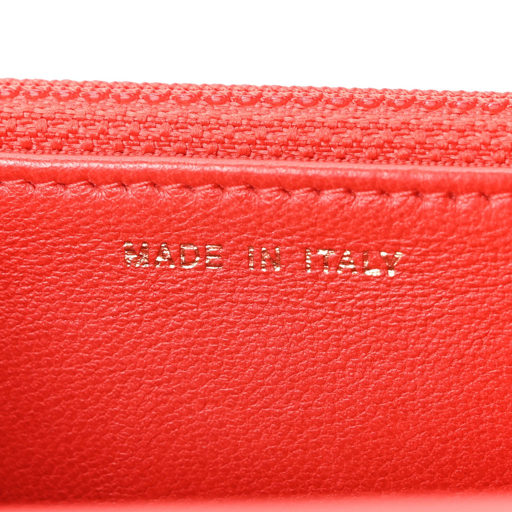 Lambskin Quilted Wallet On Chain WOC Red