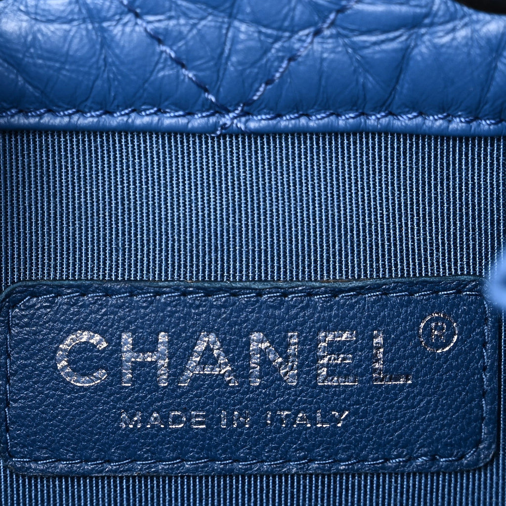 Aged Calfskin Quilted Small Gabrielle Backpack Blue