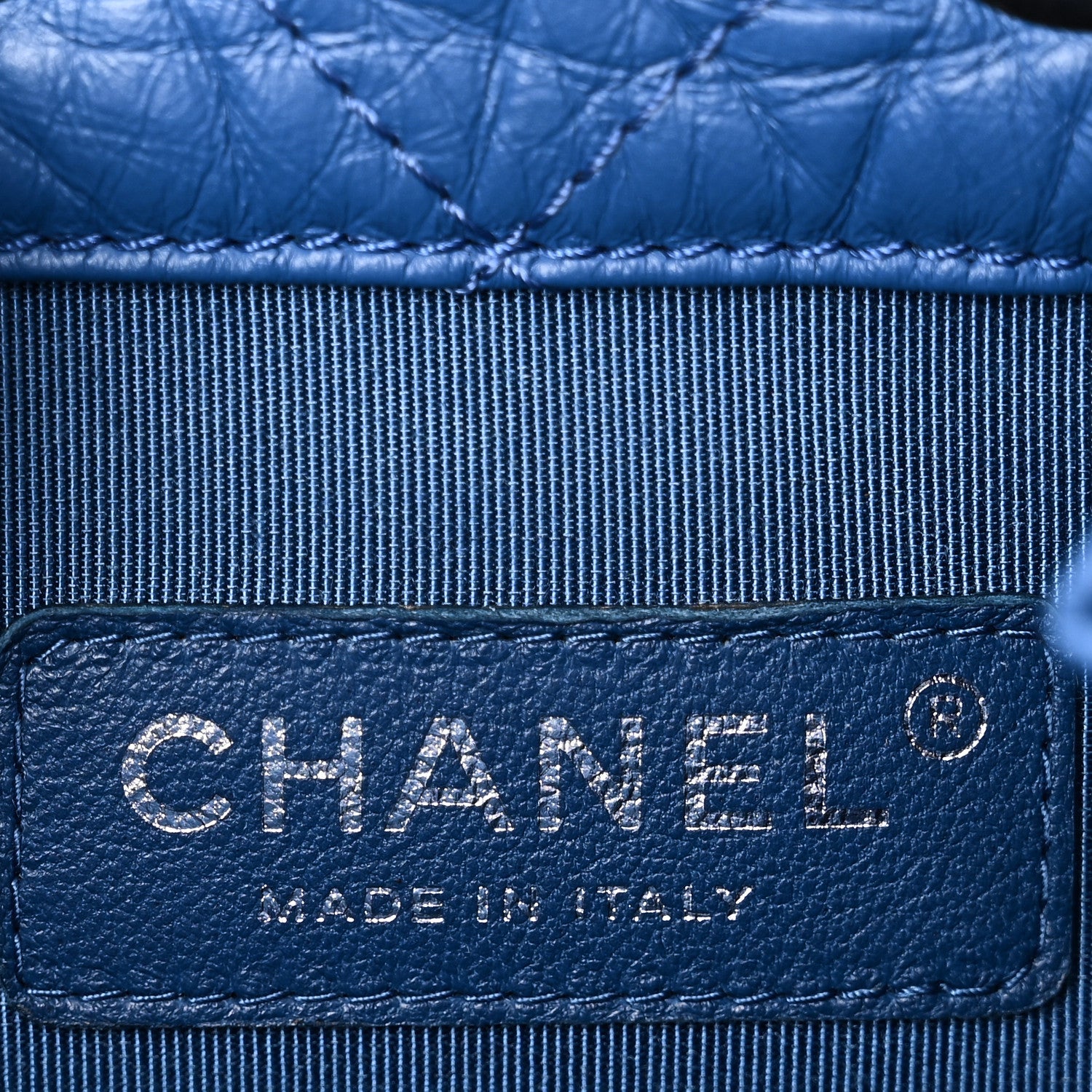Aged Calfskin Quilted Small Gabrielle Backpack Blue