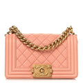 Caviar Quilted Small Boy Flap Light Pink