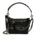 Aged Calfskin Quilted Small Gabrielle Logo Hobo Black