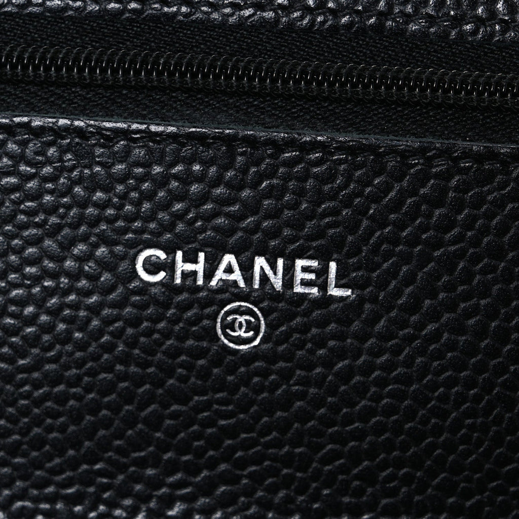 Caviar Quilted Wallet on Chain WOC Black