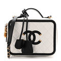 Caviar Quilted Medium CC Filigree Vanity Case White Black