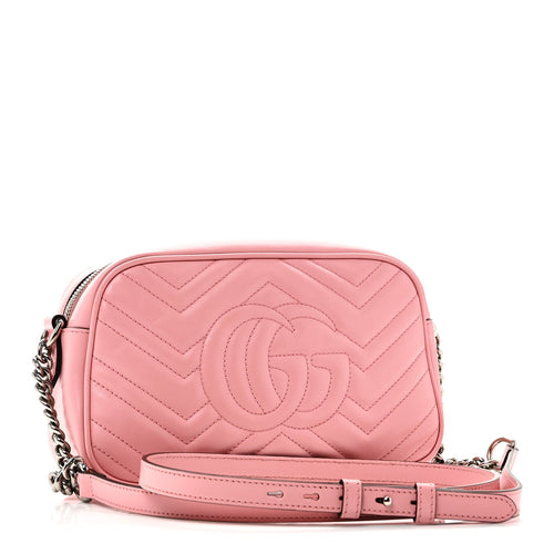 Calfskin Matelasse Small GG Marmont Chain Shoulder Bag Wild Rose
