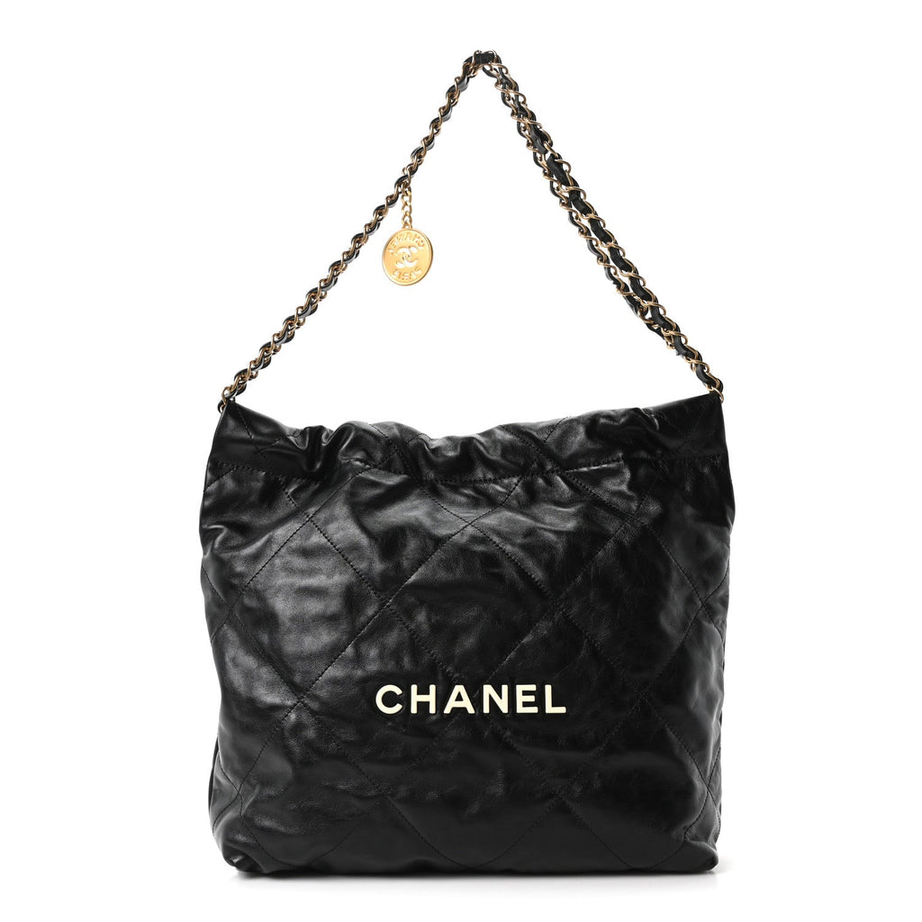 Calfskin Quilted Small Chanel 22 Black
