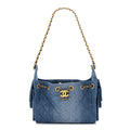 Washed Denim Quilted Mini Chanel 25 Handbag Blue