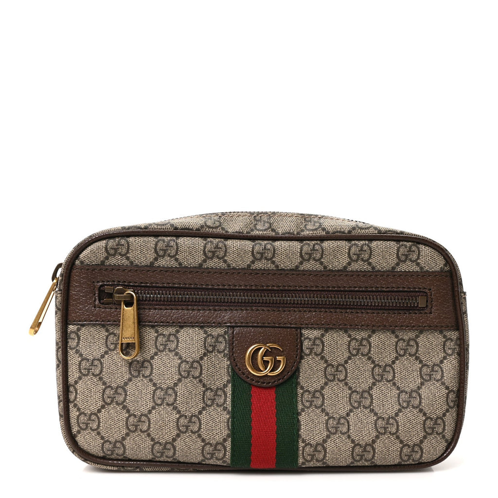 Soft GG Supreme Monogram Medium Ophidia Belt Bag Dark Brown