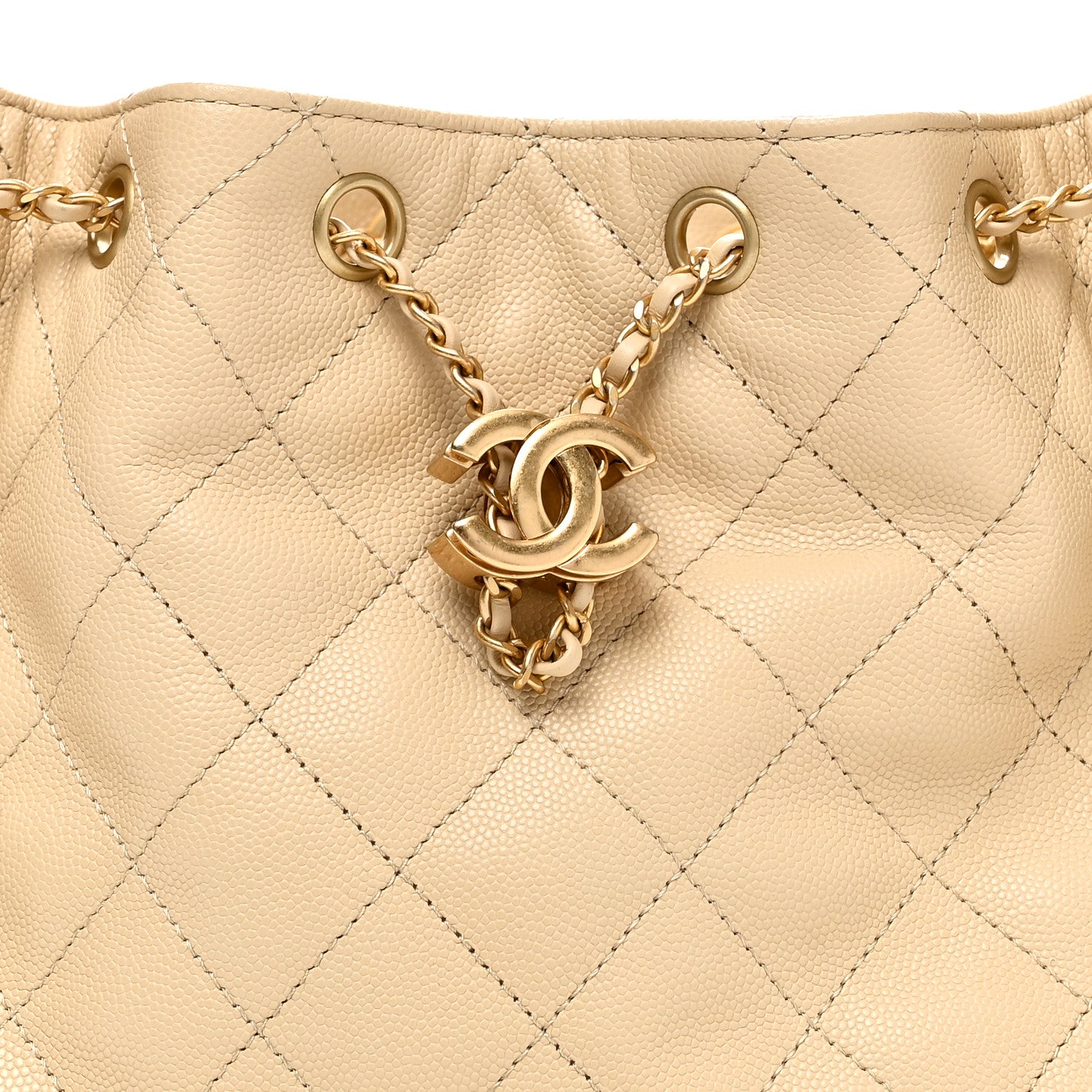 Caviar Quilted Small Chanel 25 Handbag Light Beige