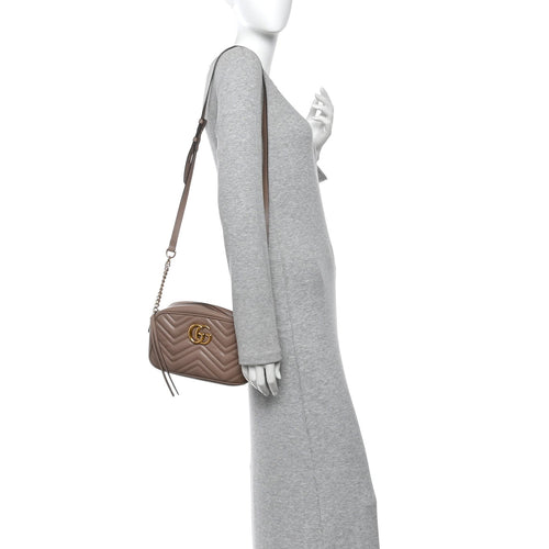 Calfskin Matelasse Small GG Marmont Chain Shoulder Bag Porcelain Rose