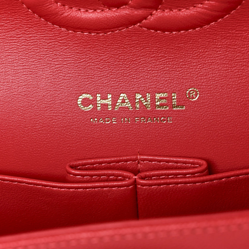 Caviar Quilted Medium Double Flap Red