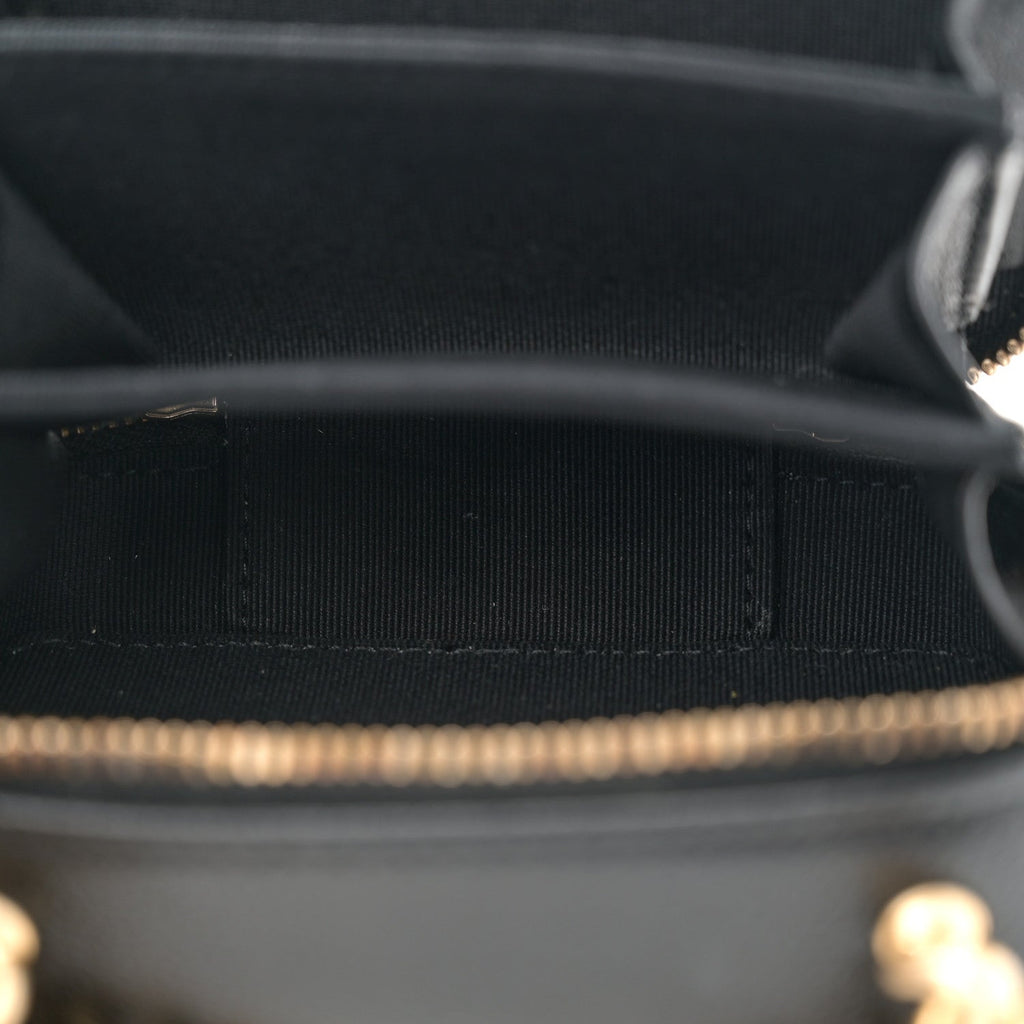 Caviar Quilted Mini Boy Clutch With Chain Black