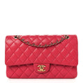 Caviar Quilted Medium Double Flap Dark Pink