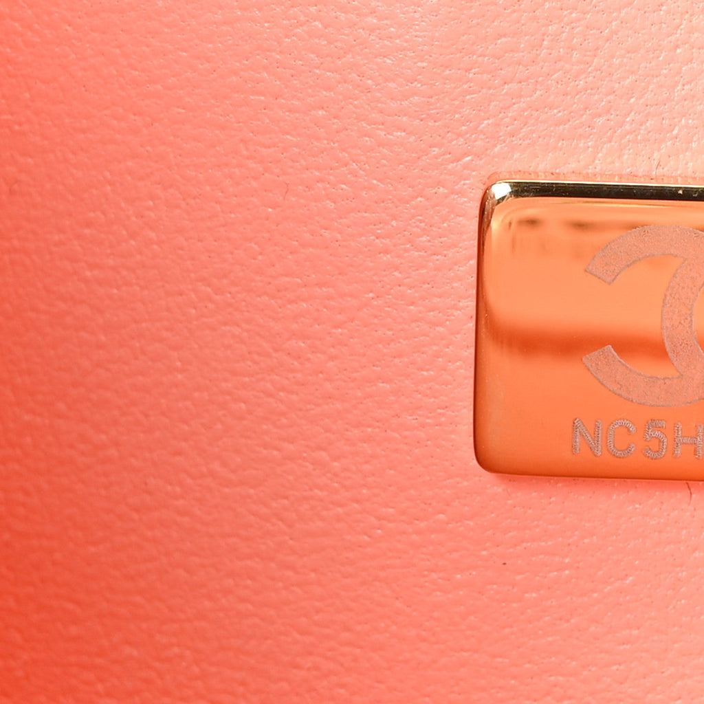 Lambskin Quilted Small Double Flap Light Orange
