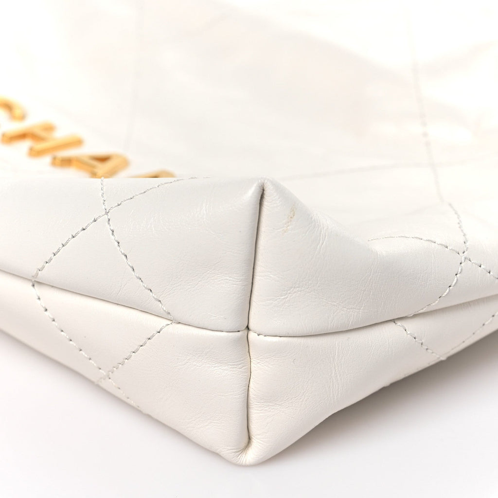 Shiny Calfskin Quilted Mini Chanel 22 White