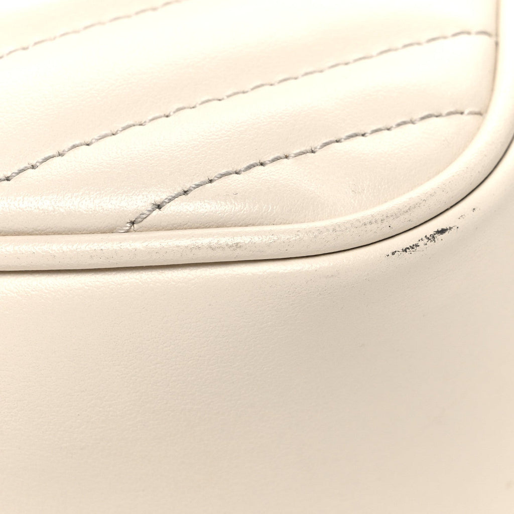 Calfskin Matelasse Small GG Marmont Chain Shoulder Bag White