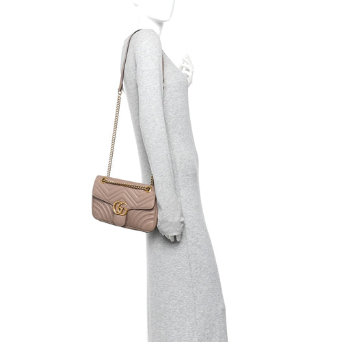 Calfskin Matelasse Small GG Marmont Shoulder Bag Porcelain Rose