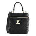 Lambskin Quilted Trendy Vanity Case Black