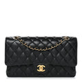 Caviar Quilted Medium Double Flap Black