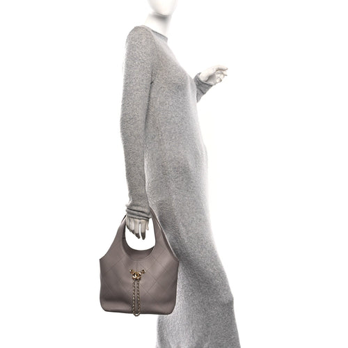Calfskin Quilted Shopping Bag Dark Grey
