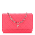 Caviar Quilted Wallet on Chain WOC Dark Pink