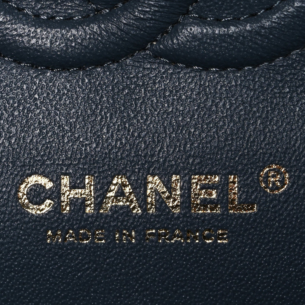 Caviar Quilted Small Double Flap Dark Grey