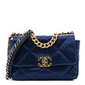 Satin Quilted Medium Chanel 19 Flap Blue