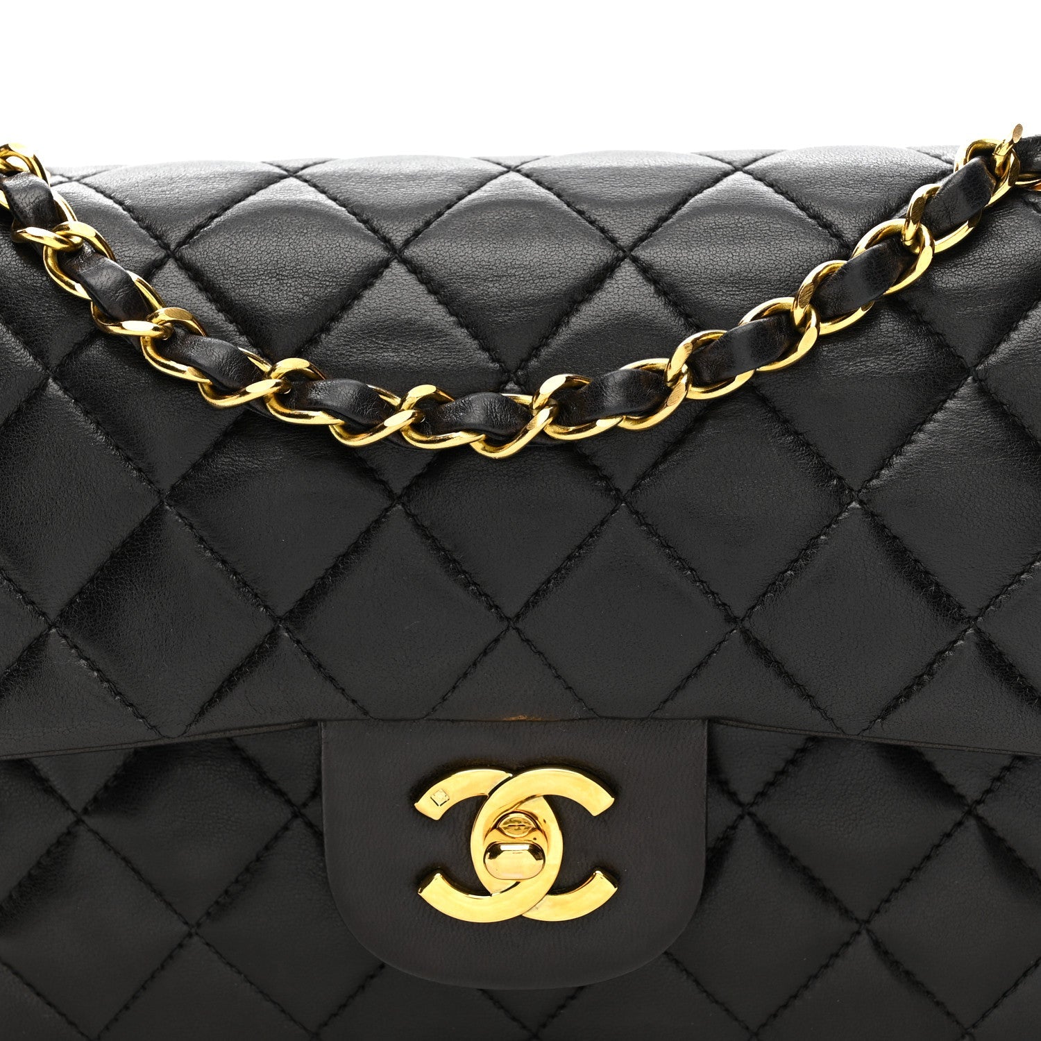 Lambskin Quilted Small Double Flap Black
