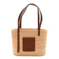 Raffia Small Square Basket Tote Bag Natural Tan