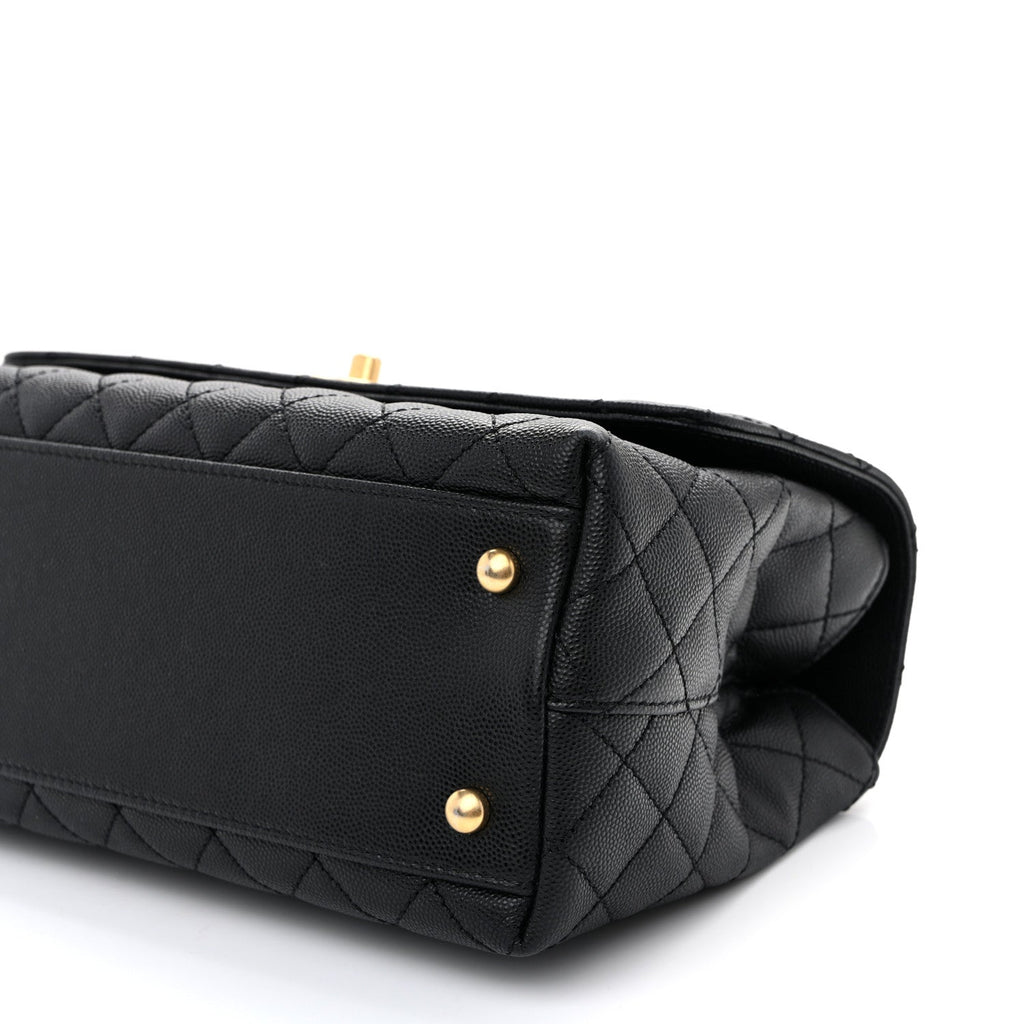 Caviar Quilted Small Coco Chain Handle Flap Black
