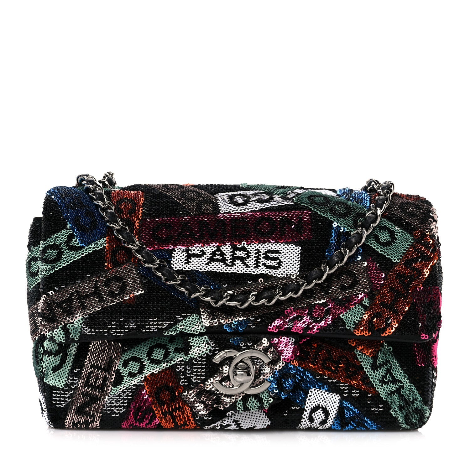 Sequin Logo Small Flap Ruthenium Multicolor