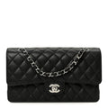 Caviar Quilted Medium Double Flap Black