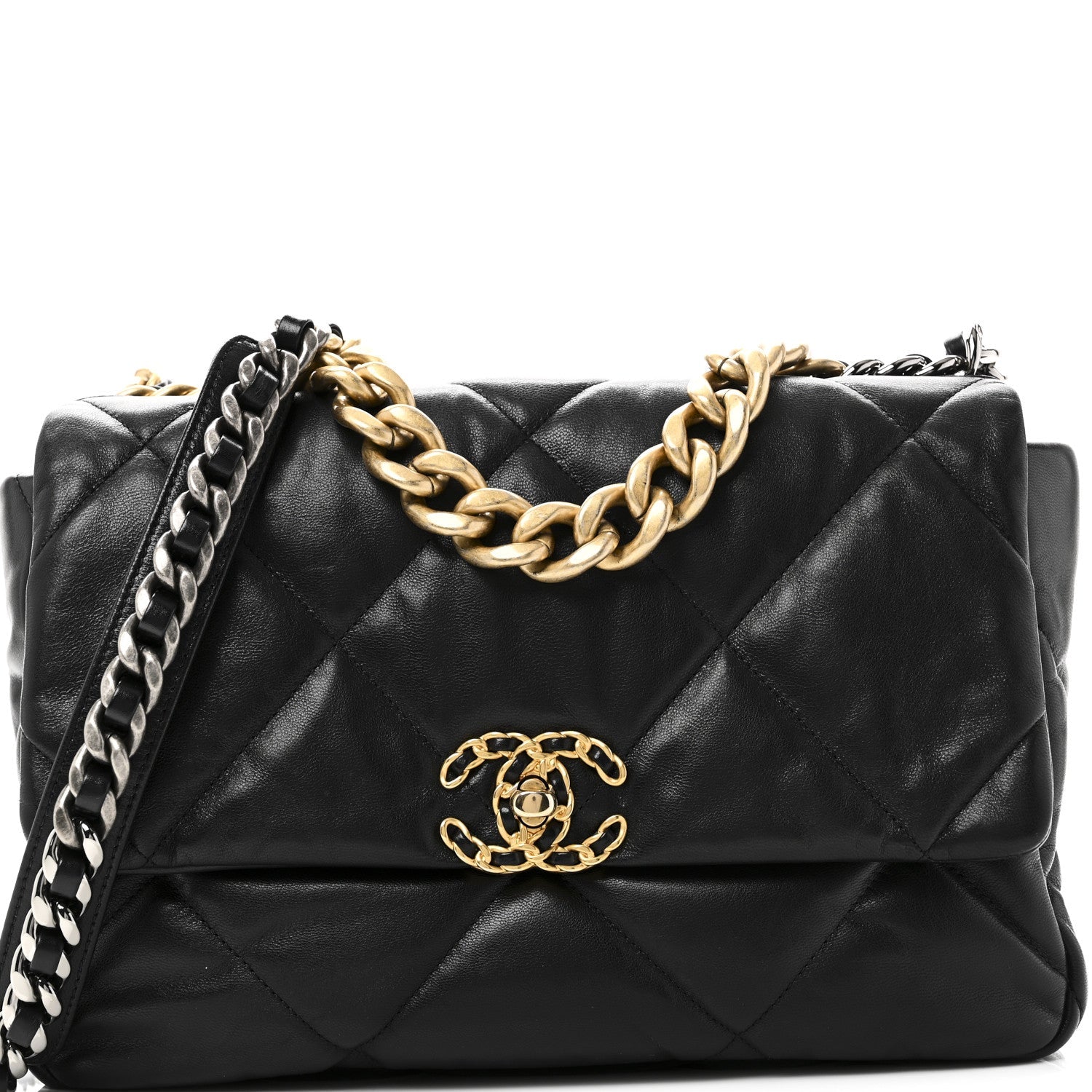 Goatskin Quilted Large Chanel 19 Flap Black