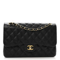 Caviar Quilted Jumbo Double Flap Black