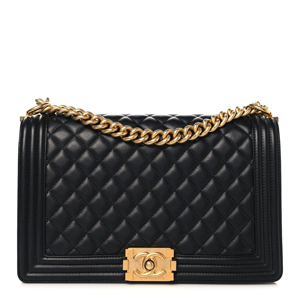 Lambskin Quilted New Medium Boy Flap Black