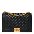 Lambskin Quilted New Medium Boy Flap Black
